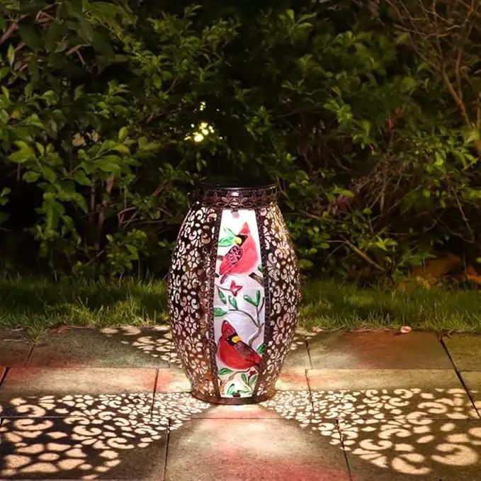 Outdoor Solar Lantern-Waterproof Hummingbird Hanging Metal Decorative Lights for Patio Table Garden Pathway Yard with Super Bright Warm White LED, Large Solar Panels, Auto On/Off Sensor by GreenHaven Gardens