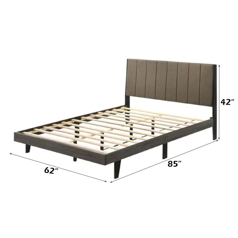 Valdemar - Queen Bed - Brown Fabric & Weathered Gray by Unique Piece Furniture