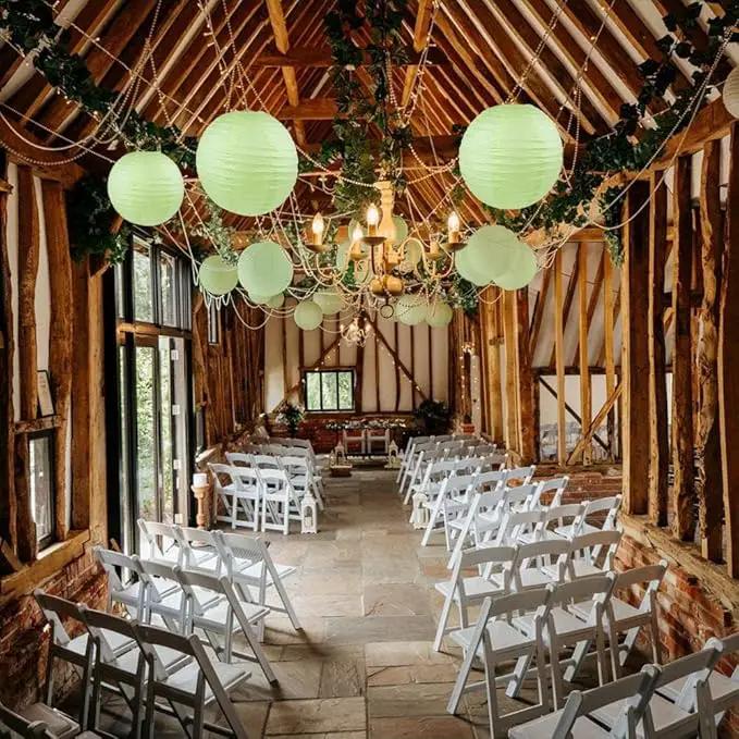 WYZworks Round Paper Lanterns 10 Pack (Light Apple Green, 16") - Hanging Paper Lanterns Lamp for Wedding, Birthday, Party and Home Decorations with 8", 10", 12", 16" Option by GreenHaven Gardens