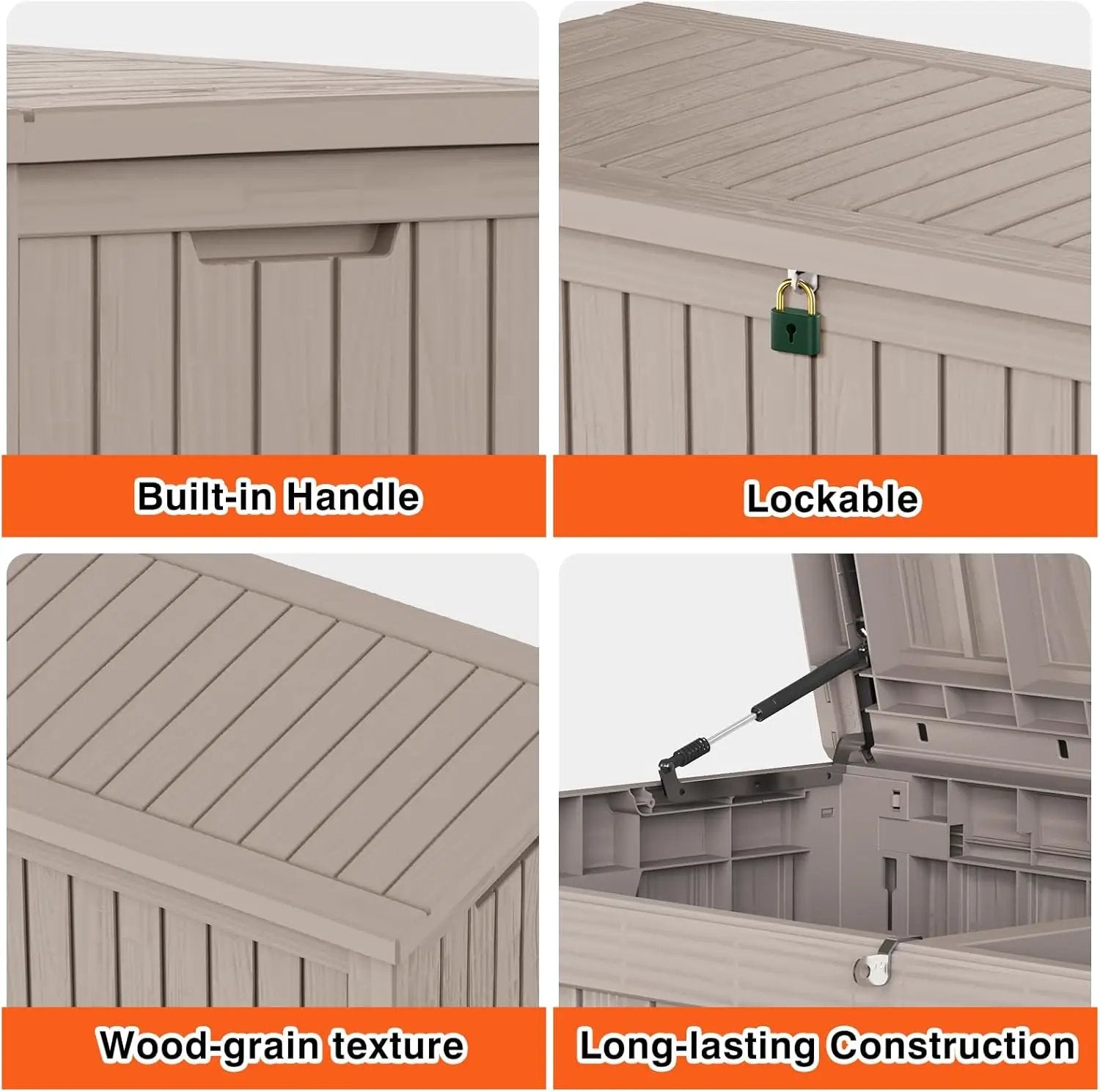 180GAL Brown Versatile Outdoor Deck Box – Waterproof, SGS - Tested UV Protection, Fits Various Storage Needs: Pool Accessories to Gardening Supplies by GreenHaven Gardens