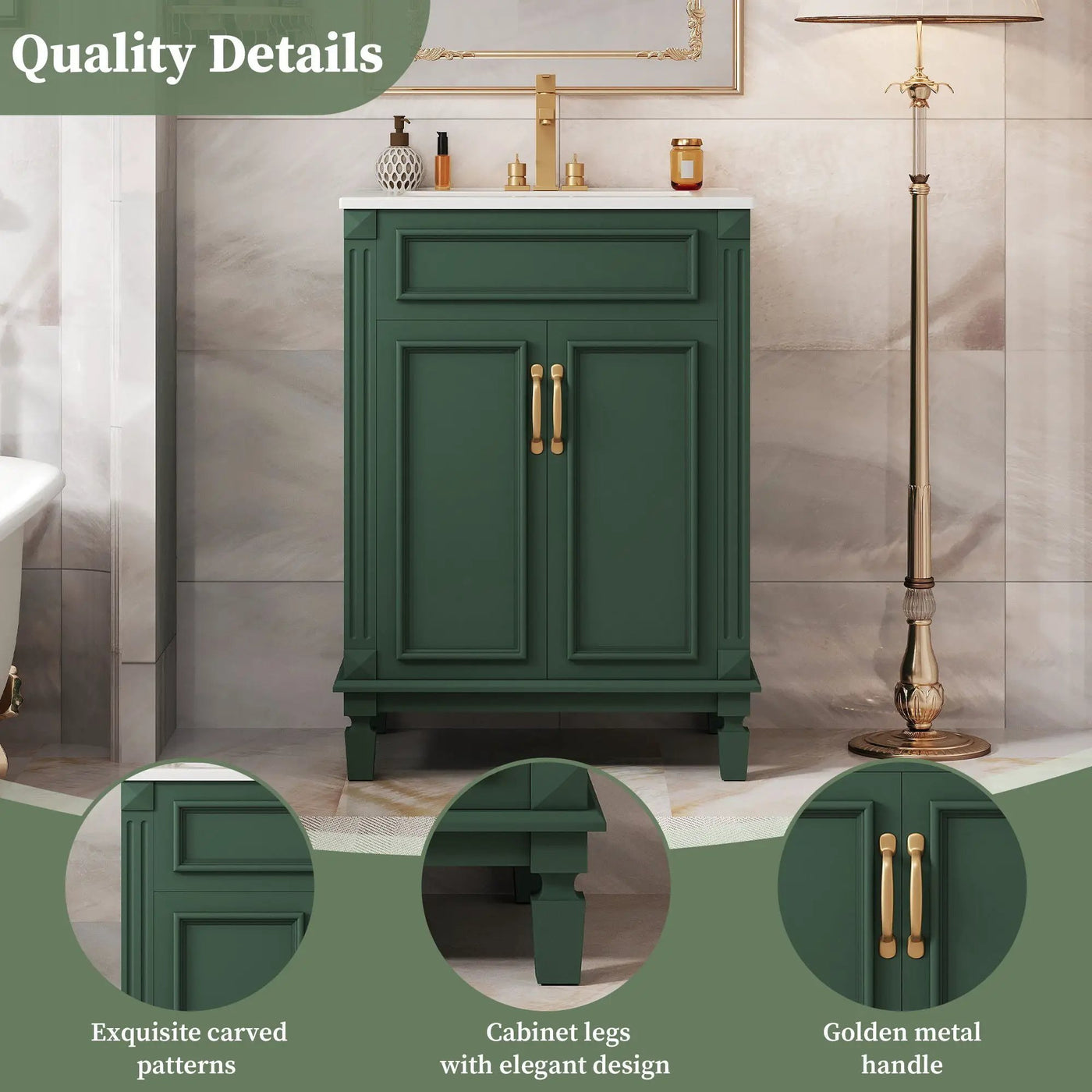 Bathroom Vanity With Top Sink, Cabinet With 2 Soft Closing Doors by Unique Piece Furniture