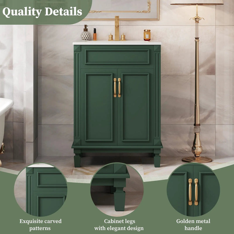 Bathroom Vanity With Top Sink, Cabinet With 2 Soft Closing Doors by Unique Piece Furniture