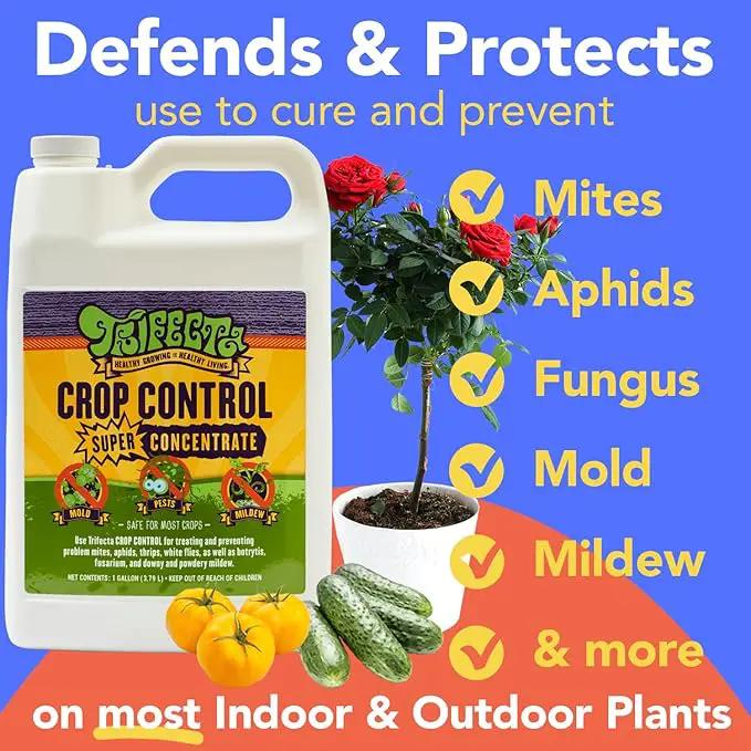 Trifecta Crop Control Super Concentrate All-in-One Natural Pesticide, Fungicide, Miticide, Insecticide, Help Defeat Spider Mites, Powdery Mildew, Botrytis, Mold, and More on Plants - Gallon by GreenHaven Gardens
