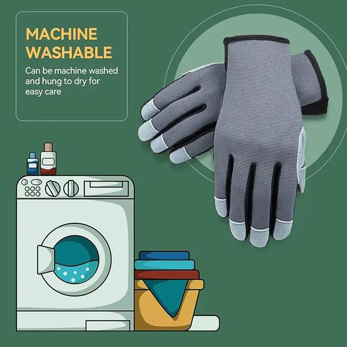 OZERO Women Leather Work Gloves: Touch Screen | Deerskin Garden Gloves with Grip | Ideal for Yard Work, Daily Tasks, Driving by GreenHaven Gardens