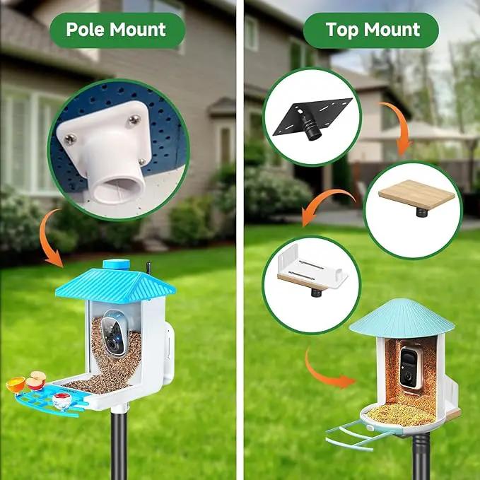 79In Smart Bird Feeder Pole Mount Kit,Adjustable Bird House Pole for Outdoors Heavy Duty, Metal Birdhouse Stand for Outside Multiple Mounting Option(Black Finish) by GreenHaven Gardens