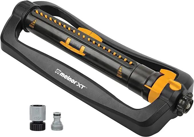 Melnor 65167AMZ XT Turbo Oscillating Sprinkler, 4,500 sq. ft., Quick Connect Bundle, 3-Way Adjustable, Black, Yellow by GreenHaven Gardens