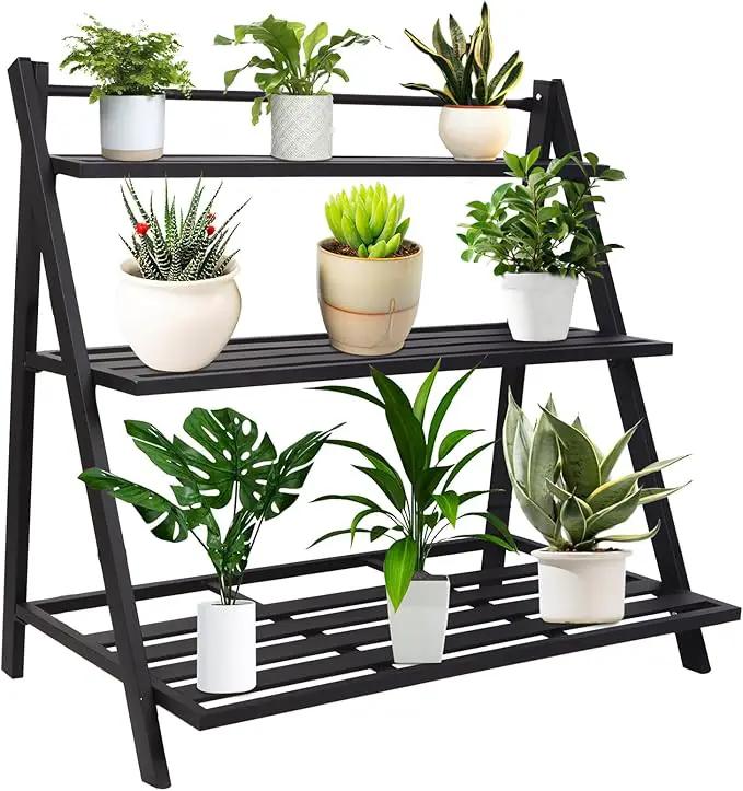 Aluminum Plants Shelf Outdoor, Multiple Flower Holder Rack, Metal Plant Stands Home Decor for Balcony Living Room Patio Garden (3-Tier) by GreenHaven Gardens