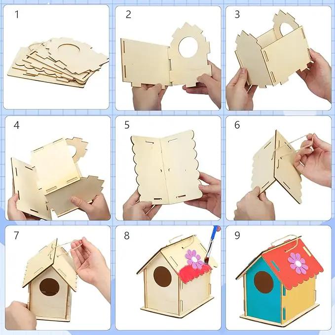Fennoral 12 Pack Bird House Craft Kit for Kids Make You Own Bird Wind Chime Kit DIY Build and Paint Wooden Birdhouses Bird Feeder Art and Craft for Spring Yard Garden Outdoor Decoration by GreenHaven Gardens