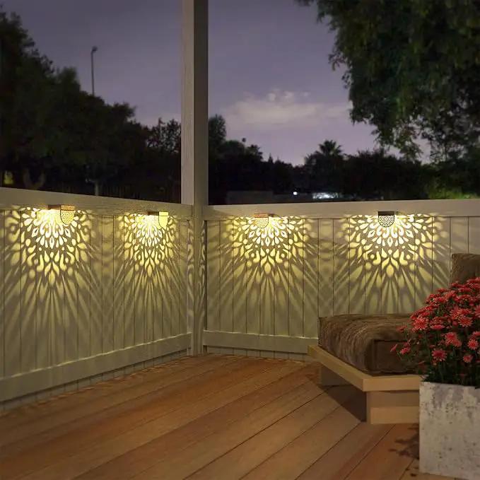 Solar Fence Lights 6 Pack Solar Deck Lights Outdoor Waterproof LED Solar Powered Step Lights Wall Lights Outdoor Decorations Warm Yellow Light Decorative Lighting for, Front Door, Backyard (Gold) by GreenHaven Gardens