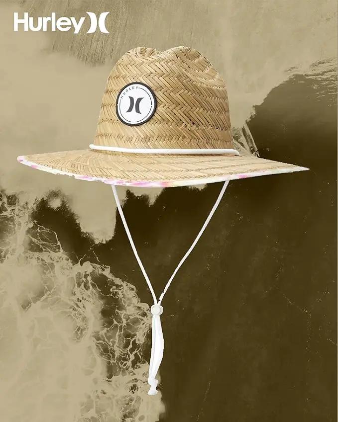 Hurley Women's Straw Hats - Real Straw Hat Medium Brim and Adjustable Chin Strap by GreenHaven Gardens