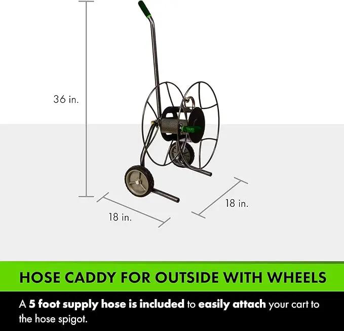 Yard Butler Compact Hose Reel Cart with Wheels Heavy Duty 100 Foot Metal Hose Reel Suitable for Gardens, Lawns and Outdoor - IHTC-1 by GreenHaven Gardens