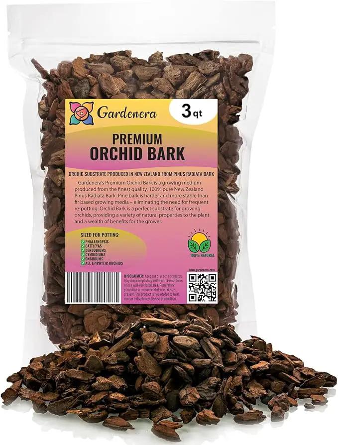 New Zealand Pinus Radiata Bark - Organic Hand Mixed New Zealand Orchiata Pine Bark for Orchids - Medium Chips 9-12mm - 3 Quart Bag by GreenHaven Gardens