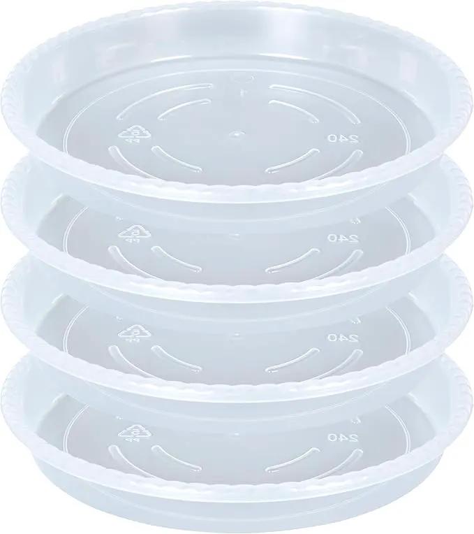 Plant Saucer 4 Pack of 16 inch, Clear Plastic Flower Plant Pot Saucer, Heavy Duty Plant Drip Trays Saucers for Indoor, Plant Water Tray for Planters by GreenHaven Gardens