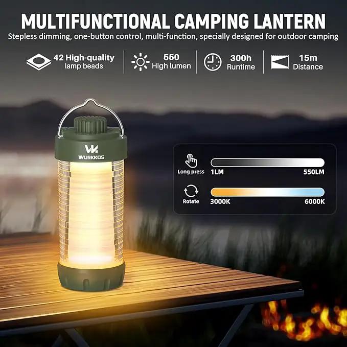 Wurkkos CL01 Camping Lantern Rechargeable, 550LM Waterproof Tent Light with Magnet Base, Up to 300H Runtime,Portable Lantern Flashlight with RGB light,Emergency Camp Light for Hurricane,Hiking,Camping by GreenHaven Gardens