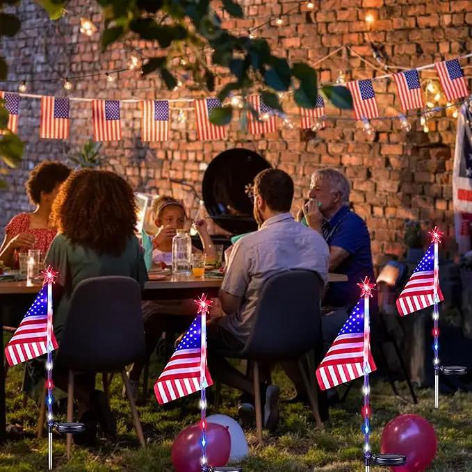 6 Pack 4th of July Decorations Outdoor Solar Lights, Red White and Blue Star Lights for National Day with American Flag, 2 Modes Waterproof Patriotic Light for Independence Memory Day Garden Yard Path by GreenHaven Gardens