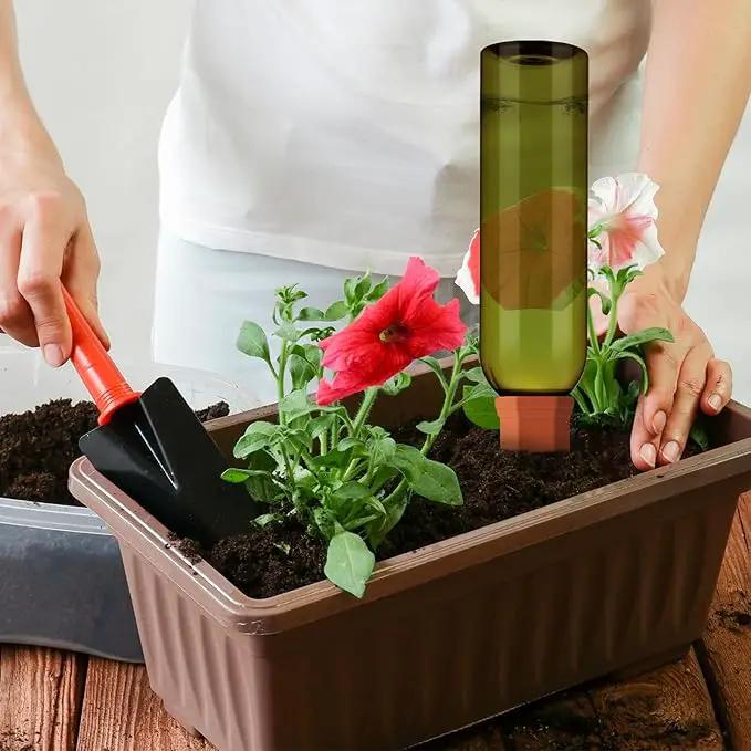 6 Sets Plant Watering Devices Include Terracotta Self Watering Spikes and 26 oz Plastic Bottles, Slow Release Vacation Insert Automatic Plant Waterer Device (Blue Green and Terracotta) by GreenHaven Gardens