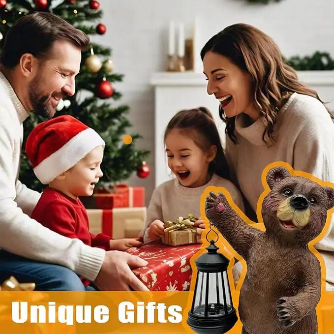 Solar Lantern Garden Statues Decor, Outdoor Bear Figurine Lights for Yard Patio Decoration - Unique Christmas Housewarming Gift for Grandma Wowen Mom Brown by GreenHaven Gardens