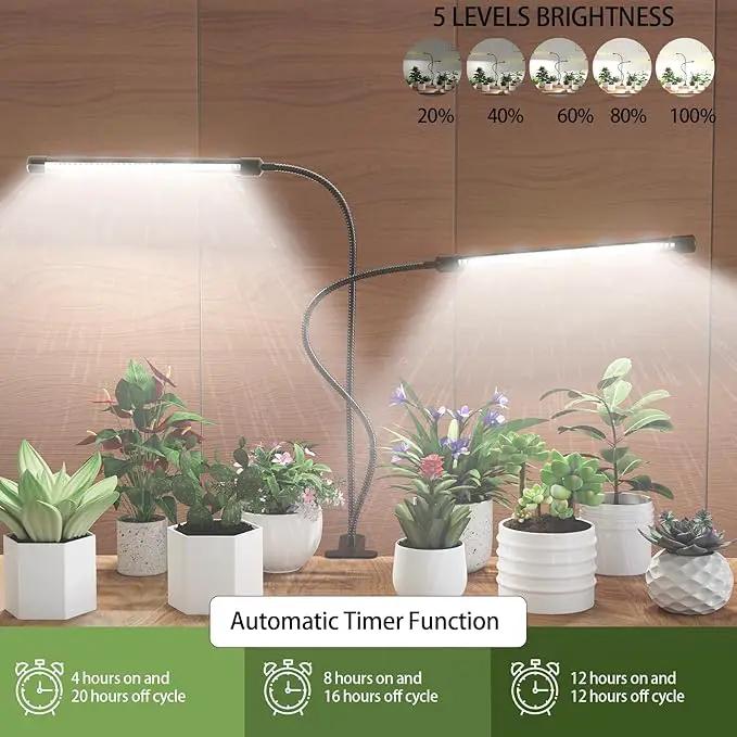 [2024 Newest] Grow Light, 6500K Full Spectrum White Red Blue 84 LED Plant Lamp Clip-on Desk for Indoor Plants Growing, 5 Dimmable Levels & Timer Setting 4/8/12H by GreenHaven Gardens