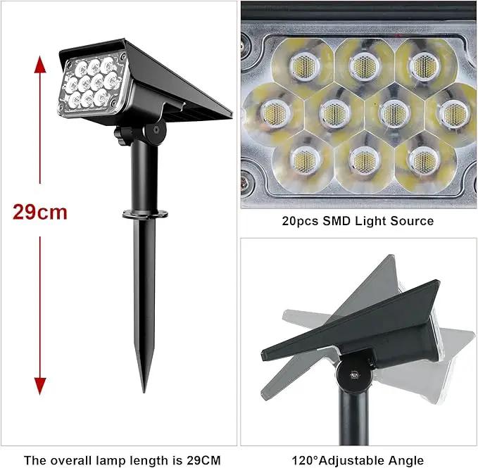 Solar Spot Lights Outdoor, Blue Solar Spotlights Landscape Lights with IP65 Waterproof 20 LEDs for Garden Path Yard Holiday Decoration 4 Pack by GreenHaven Gardens