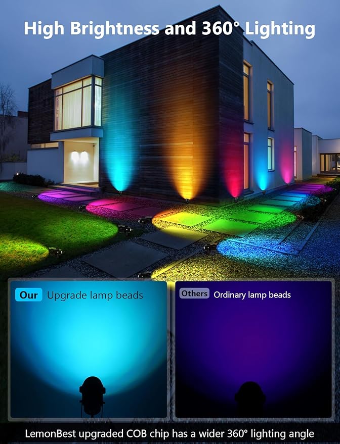 Christmas Spotlight Outdoor 12W RGBW LED Color Changing Landscape Lights with Remote Control 120V Waterproof Plug in Spot Lights outdoor Landscape Light for Tree Yard Garden Christmas, 4 Packs by GreenHaven Gardens