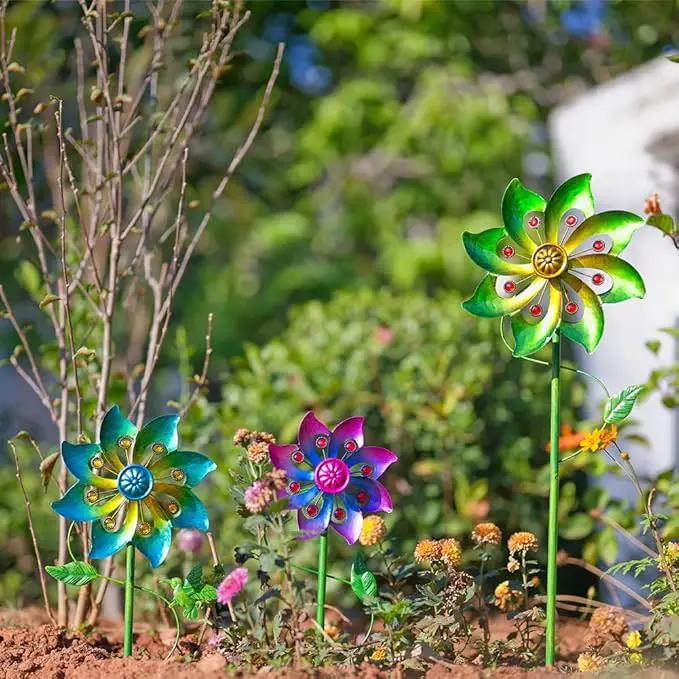 DREAMYSOUL 3 Blades Wind Spinner, Pinwheels for Yard and Garden, Metal Wind Spinners Outdoor, Colourful Wind Sculptures for Outside Patio Lawn Decoration by GreenHaven Gardens
