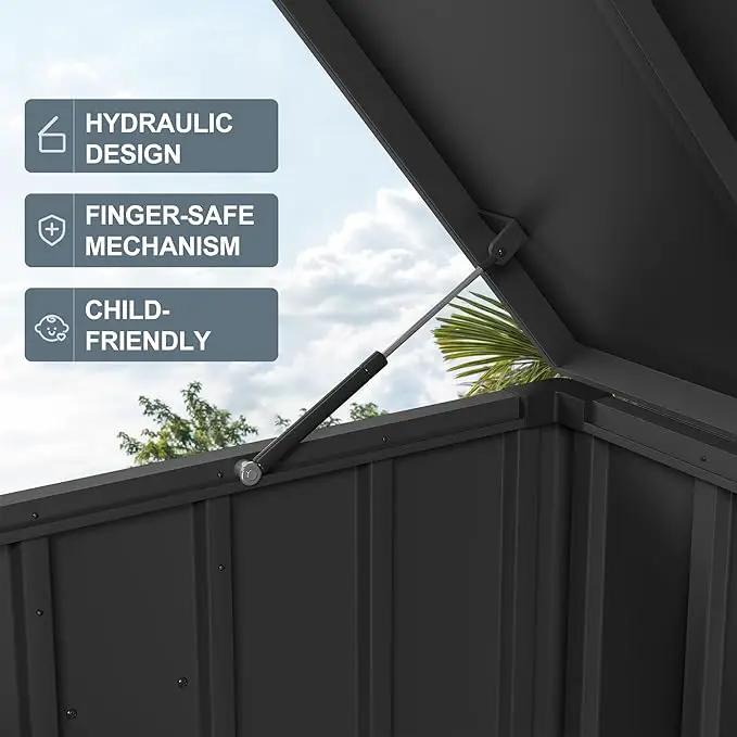 PURPLE LEAF Outdoor Deck Box 150 Gallon Waterproof Lockable Storage Box Container with Lid Deck Organization for Patio Cushions Side Table Pool Accessories Garden Tools, Gray by GreenHaven Gardens