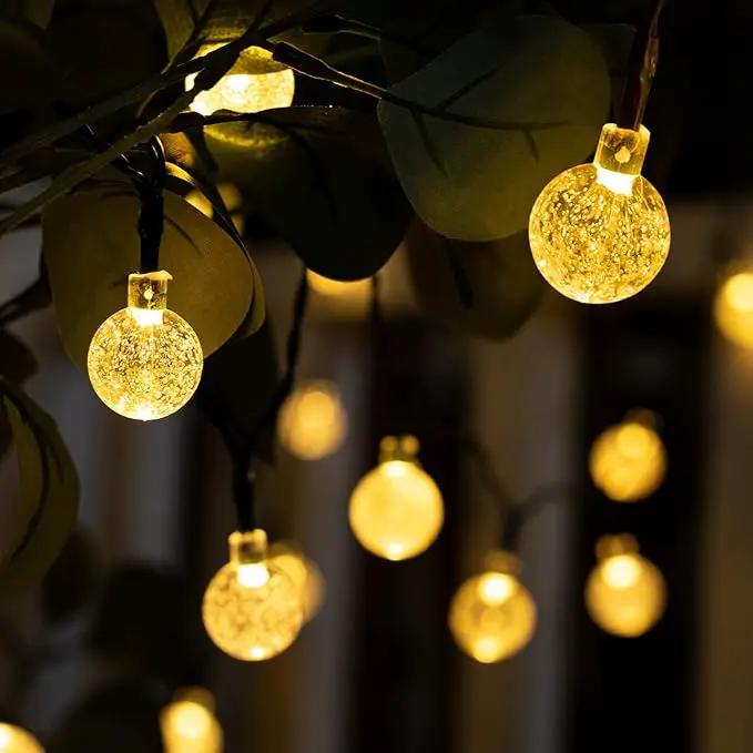 Solar String Lights Outdoor Waterproof, 2 Pack 60 LED 36.5 FT Each, Crystal Globe Lights with 8 Lighting Modes, Solar Powered Patio Lights for Garden Yard Porch Wedding Party Decor (Warm White) by GreenHaven Gardens