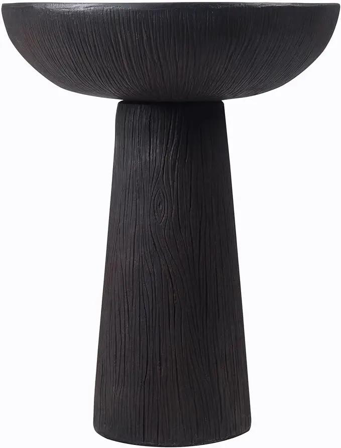 Bird Bath for Outdoor - 26'' Tall Resin Natural Wood Pattern Designt Birdbaths, Lightweight and Durable - Enhance Your Outside Garden with This Stunning Water Feature (Wood Grain) by GreenHaven Gardens