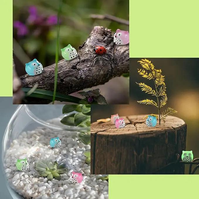 Luminous Mini Resin Animals 40 Pcs Tiny Resin Owls Glow in The Dark for Garden Miniatures Fairy Garden Accessories Plant Decorations and Car Accessories by GreenHaven Gardens