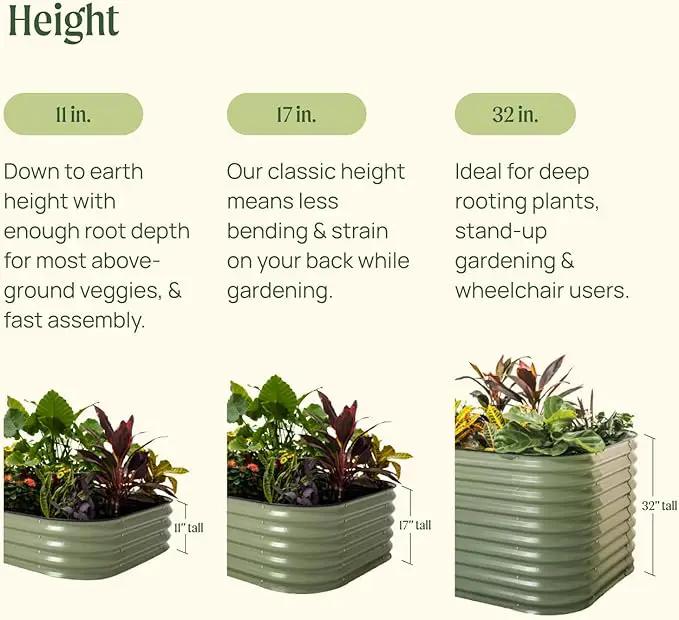 Vego garden Aluzinc Raised Garden Bed Kits, 11" Tall 6 in 1 Modular Metal Raised Planter Bed for Vegetables Flowers Patio Ground Planter Box-British Green by GreenHaven Gardens