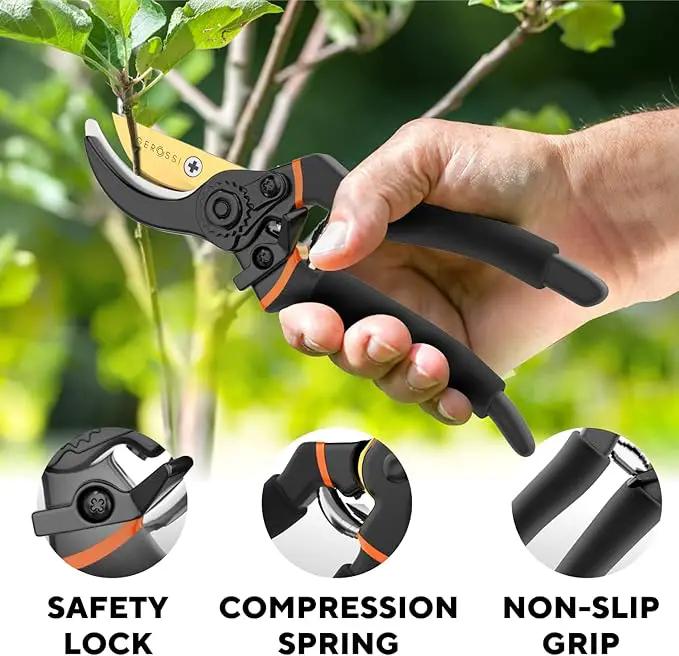 Premium Bypass Pruning Shears for your Garden - Heavy-Duty, Ultra Sharp Pruners w/Soft Cushion Grip Handle Made with Japanese Grade High Carbon Steel - Perfectly Cutting Through Anything in Your Yard by GreenHaven Gardens