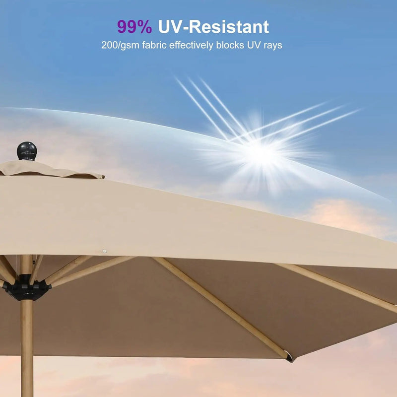 PURPLE LEAF 10' x 10' Square Patio Umbrella with Base Outdoor Umbrella Market Umbrella with Crank & 8 Ribs Aluminum Outdoor Table Umbrella for Pool Deck Backyard, Taupe by GreenHaven Gardens