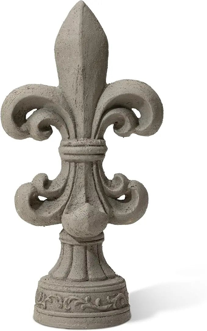 Glitzhome Fleur De Lis Garden Statue MGO Outdoor Decration, 21.25" H, Concrete Grey by GreenHaven Gardens