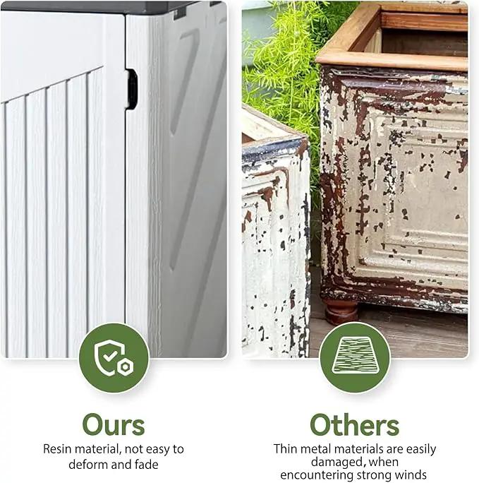 Aoxun White Outdoor Storage Cabinet with 2 Shelves, 35 Cu.Ft Trash Can Storage Shed, Waterproof, Horizontal Storage for Garbage Bin, Generator, Lawn Mower by GreenHaven Gardens