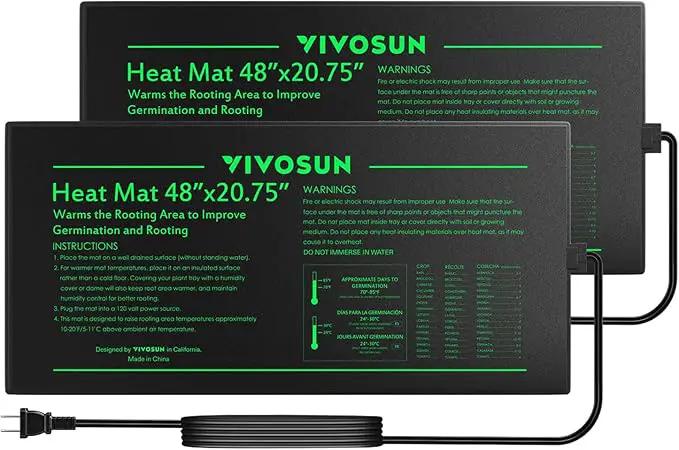 VIVOSUN 2-Pack 48" x 20.75" Durable Waterproof Seedling Heat Mat, UL & MET-Certified Warm Hydroponic Heating Pad for Germination, Indoor Gardening, Greenhouse by GreenHaven Gardens