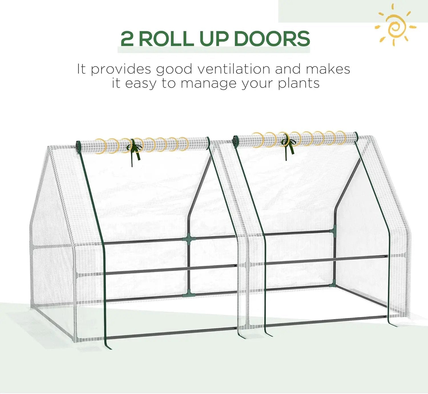 Outsunny 6' x 3' x 3' Mini Greenhouse with Zippered Doors & Roll-up Windows, Portable Plant Hot House with Durable PE Cover, Water Resistant, UV Protected for Outdoor Flowers, Vegetables, White by GreenHaven Gardens