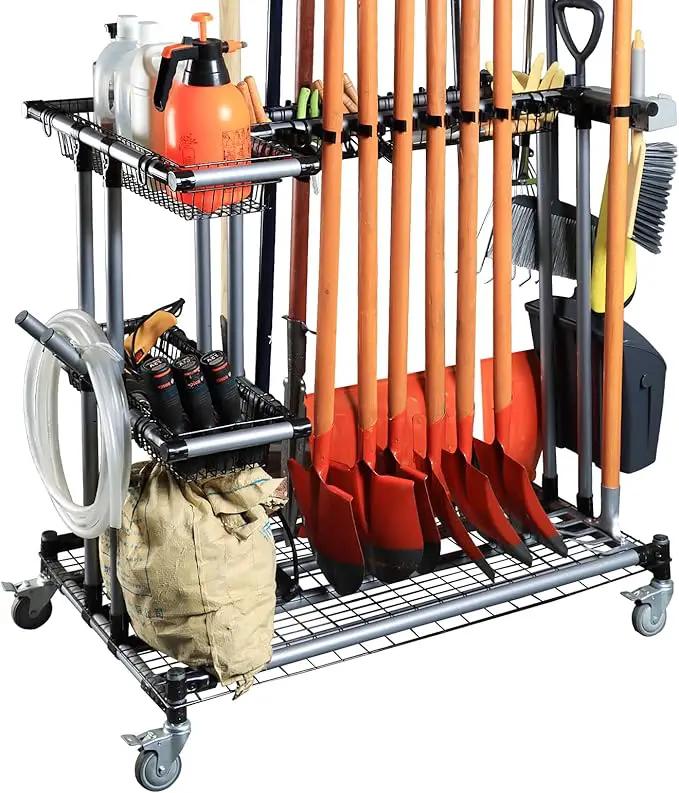 Ultimate Yard Tool Storage Rack with Rolling Casters – Organize All Your Garden Tools Effortlessly by GreenHaven Gardens