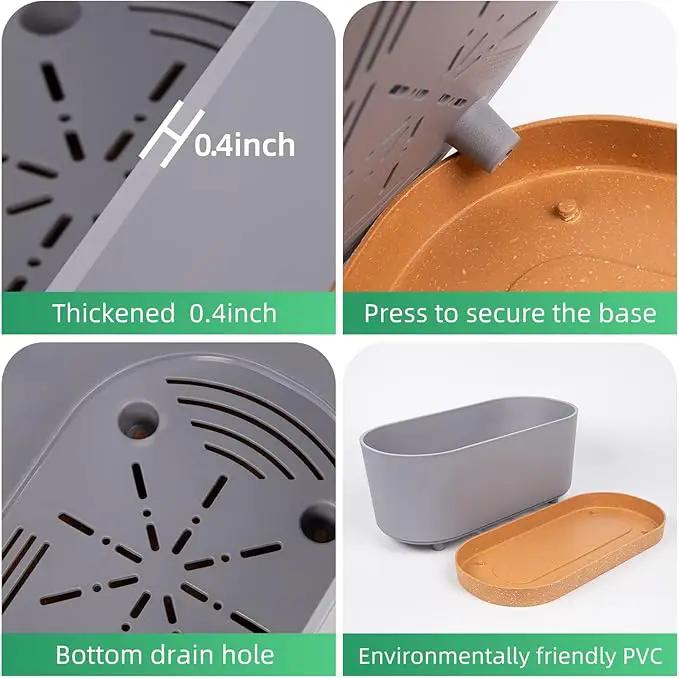 QCQHDU 16" L x 7.6" W x 7" H Window Planter Box, 2 Pack Self Watering Pots for Indoor Plants with Drainage Holes & Saucer, Outdoor Flower Pots Home Garden Modern Decor by GreenHaven Gardens