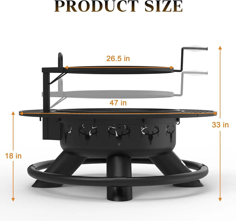BALI OUTDOORS Fire Pit with Poker, Outdoor Fire Pit Extra Large, Wood Burning Firepits for Outside with Grill, 47 inch by GreenHaven Gardens