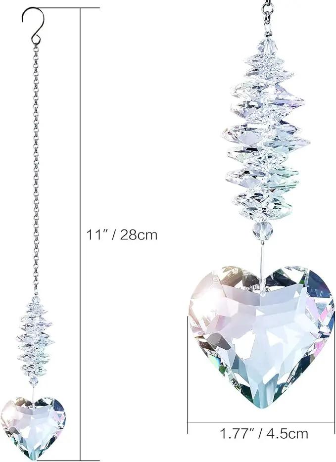 Shario 45mm Clear Glass Heart Crystal Ball Prism Pendant, Suncatcher for Windows, Outdoor Garden Hanging Décor, Gifts for Women, Mom by GreenHaven Gardens