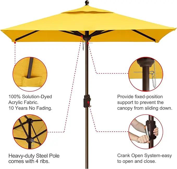 EliteShade USA 10-Year-Non-Fading 6x6Ft Square Market Umbrella Patio Outdoor Table Umbrella with Ventilation, Sunflower Yellow by GreenHaven Gardens