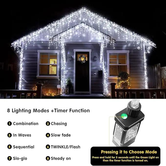 Led Christmas Lights Outdoor Christmas Decorations Hanging Light 400LED 8 Modes 75 Drops, Waterproof Outdoor Indoor Fairy Christmas Lights for Party, Holiday, Wedding Decorations (CoolWhite) by GreenHaven Gardens