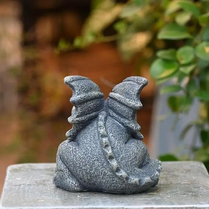 OwMell Gargoyle Statue Garden Guardian Sculpture Figurine Gothic Indoor Outdoor Garden Decor Statue 7 Inch - Lying by GreenHaven Gardens