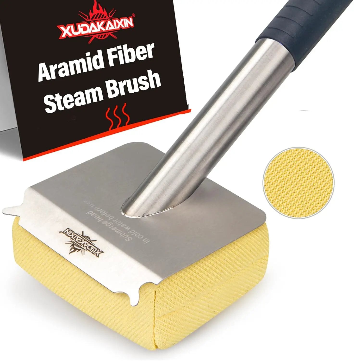 Grill Brush Bristle Free,BBQ Replaceable Scraper Cleaning Head,Safe Grill Accessories for Cast Iron Grates/Porcelain/Weber Gas/Charcoal Grill,Grill Brush for Outdoor Grill-Yellow by GreenHaven Gardens