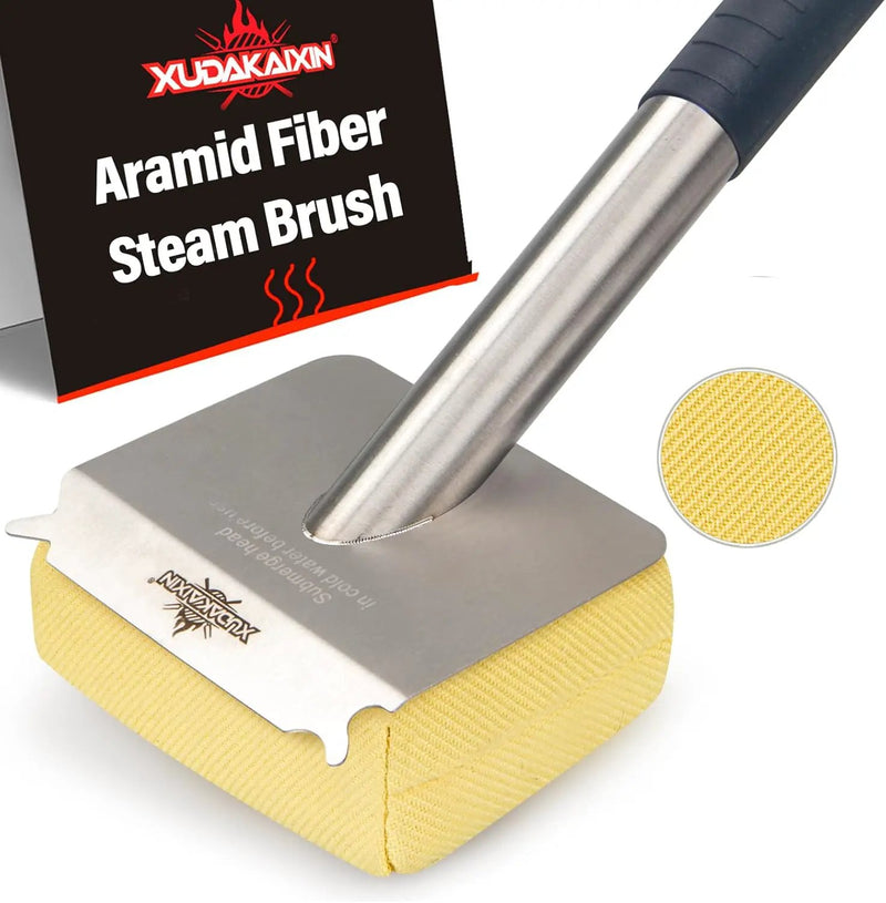Grill Brush Bristle Free,BBQ Replaceable Scraper Cleaning Head,Safe Grill Accessories for Cast Iron Grates/Porcelain/Weber Gas/Charcoal Grill,Grill Brush for Outdoor Grill-Yellow by GreenHaven Gardens