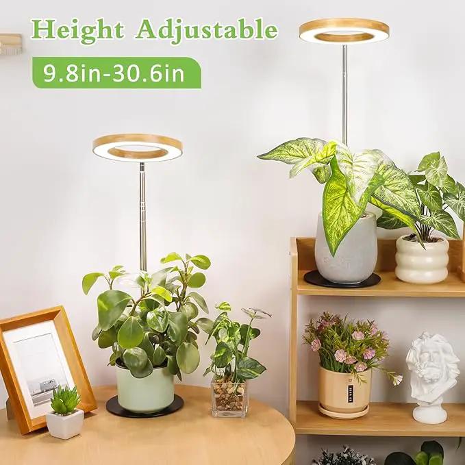 LORDEM Bamboo Grow Light for Indoor Plants, Full Spectrum Plant Light for Indoor Growing, Desk LED Grow Lamp with Auto On/Off Timer for 4H/8H/12H, 4 Dimmable Levels, Height Adjustable, 1 Pack by GreenHaven Gardens
