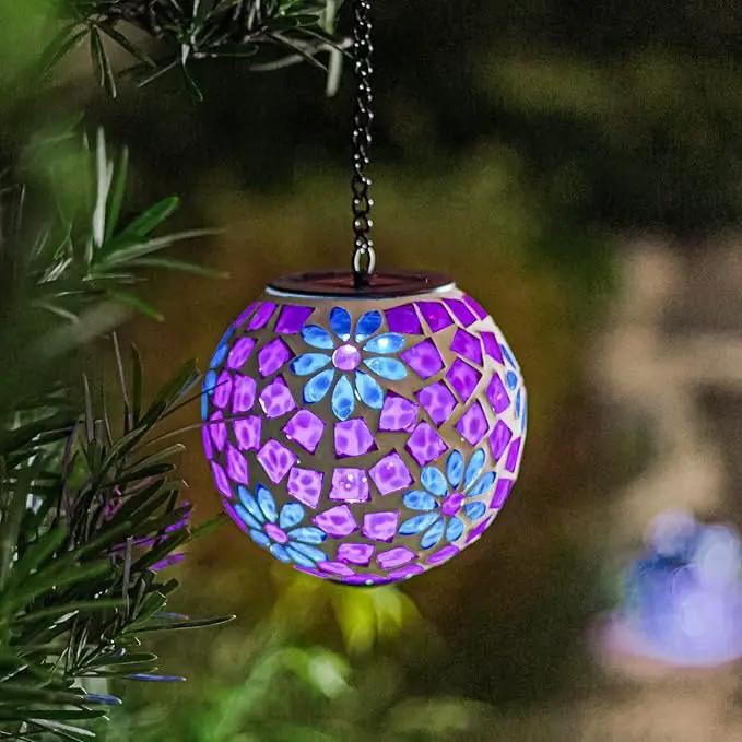 VCUTEKA Hanging Solar Lights Outdoor - Solar Powered Waterproof Landscape Lanterns with Mosaic Design for Patio, Yard, Garden and Pathway Decoration by GreenHaven Gardens