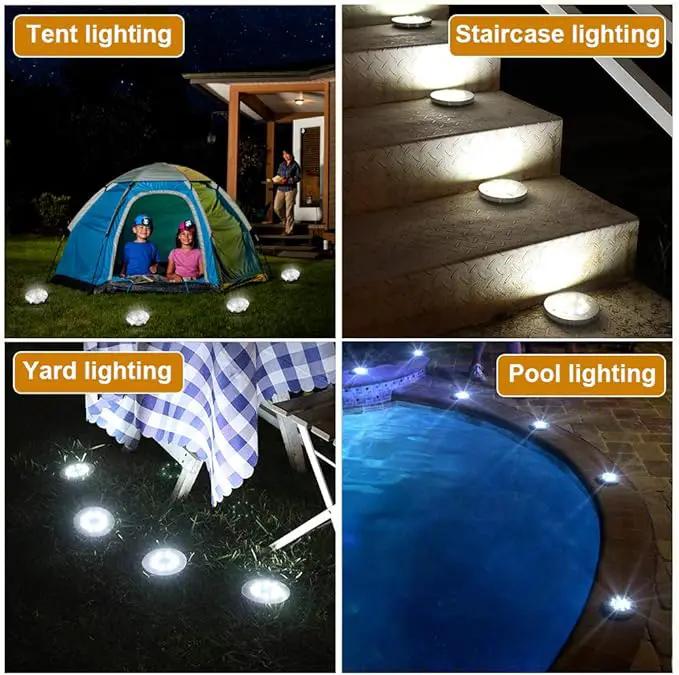 ZGWJ Solar Ground Lights,8 LED Disk Lights Upgraded Outdoor Garden Lights Landscape Lights for Lawn Pathway Yard Deck Patio Walkway White, 8 Pack by GreenHaven Gardens