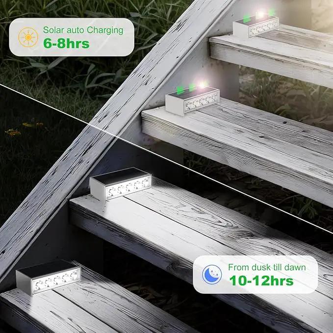 T-SUN Solar Step Light Outdoor, 6 Pack Solar Stair Lights, 6000K Step Lights Outdoor Solar Powered Waterproof LED Outdoor Solar Lights for Steps Deck Court Garden Balcony Patio Stair Porch by GreenHaven Gardens