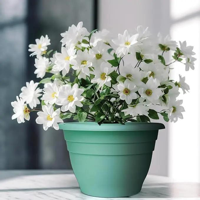Plant Pots Set of 5, 10 Inch Round Flower Pots, Thickened Plant Planters with Drainage Holes, Garden Pots for Indoor Outdoor (Sky Blue) by GreenHaven Gardens